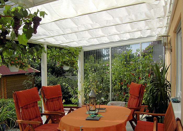 Modell Exklusiv Gre 3 mit Seitenwand links mit Sonderverglasung und Schattier-Set