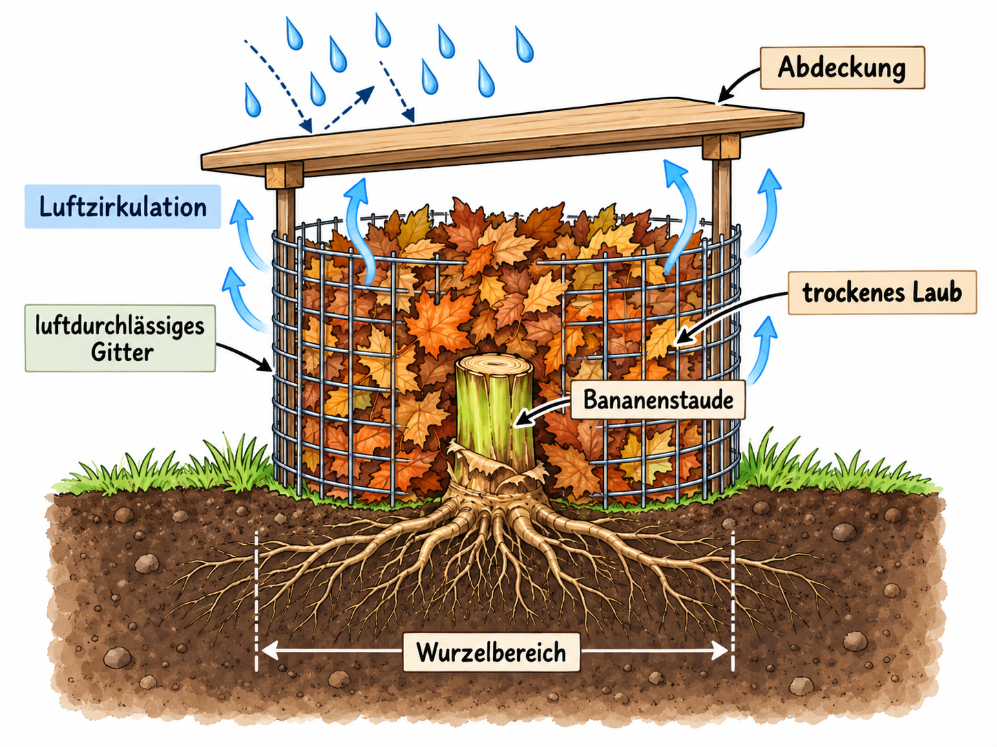 Gartenpflanzen im Herbst, die auf die kalte Jahreszeit vorbereitet werden