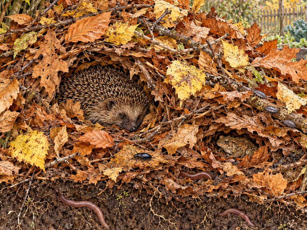 Naturnaher Gartenbereich mit organischem Material als Lebensraum f�r Bodenorganismen