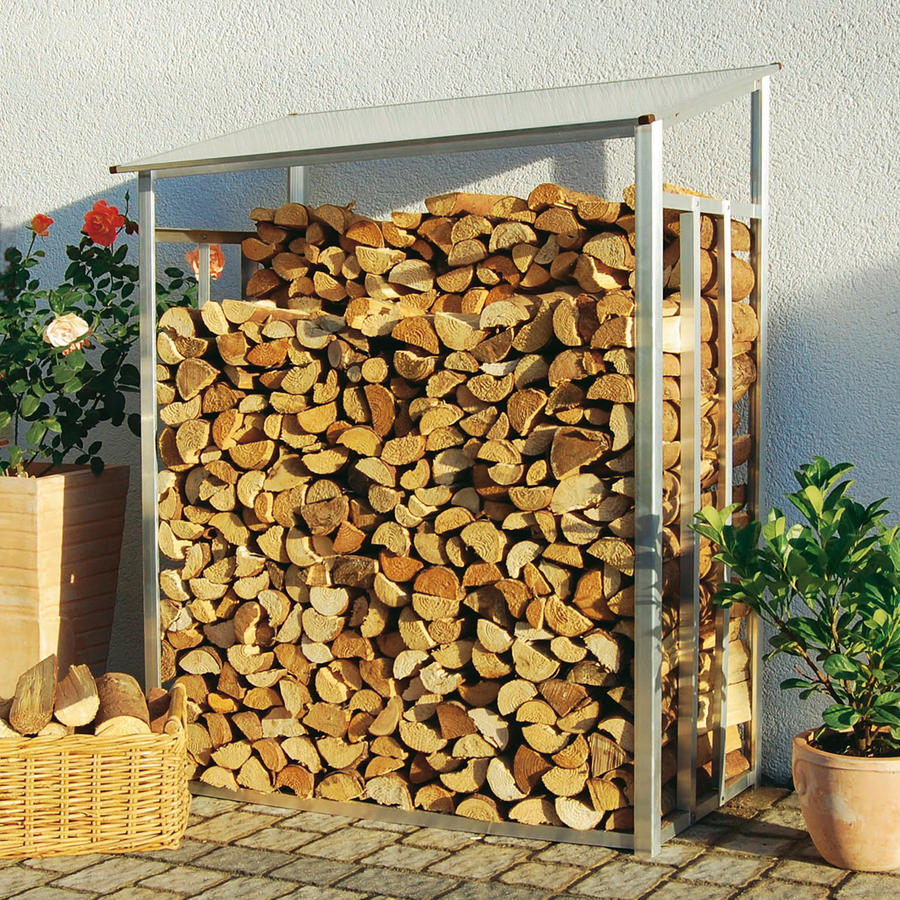 Kaminholz-Lager Gre 1 Aluminium natur 128 x 69 x 162 cm