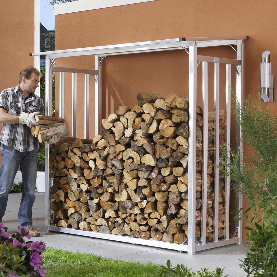 KaminholzLager Größe 2 Aluminium natur 201 x 104 x 199 cm