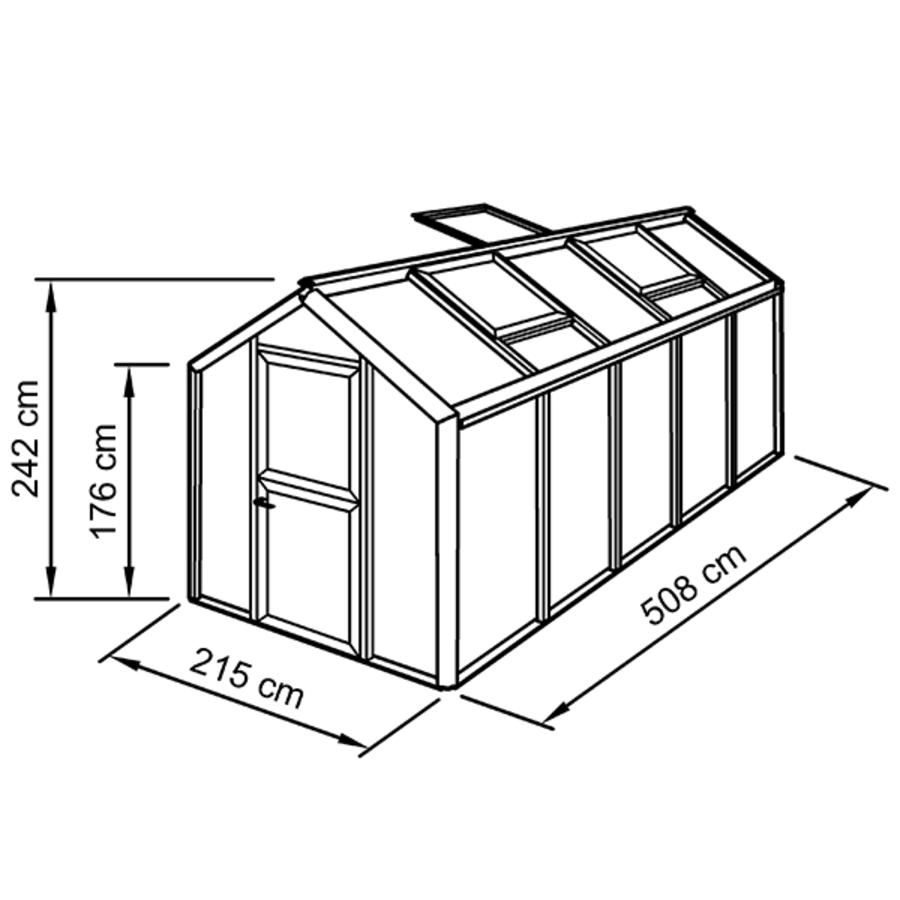 Gewchshaus Typ Allplanta Modell Urban ALPUR4  215 x 508 cm