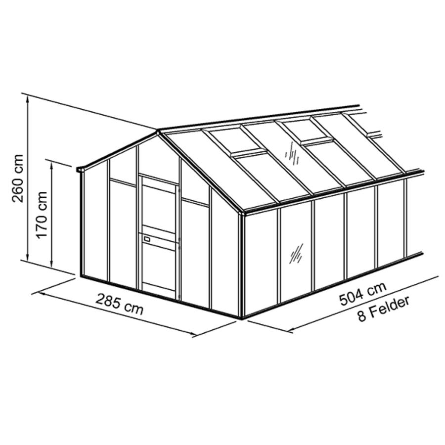 Gewchshaus Typ Allgu Modell B15  285 x 504 cm