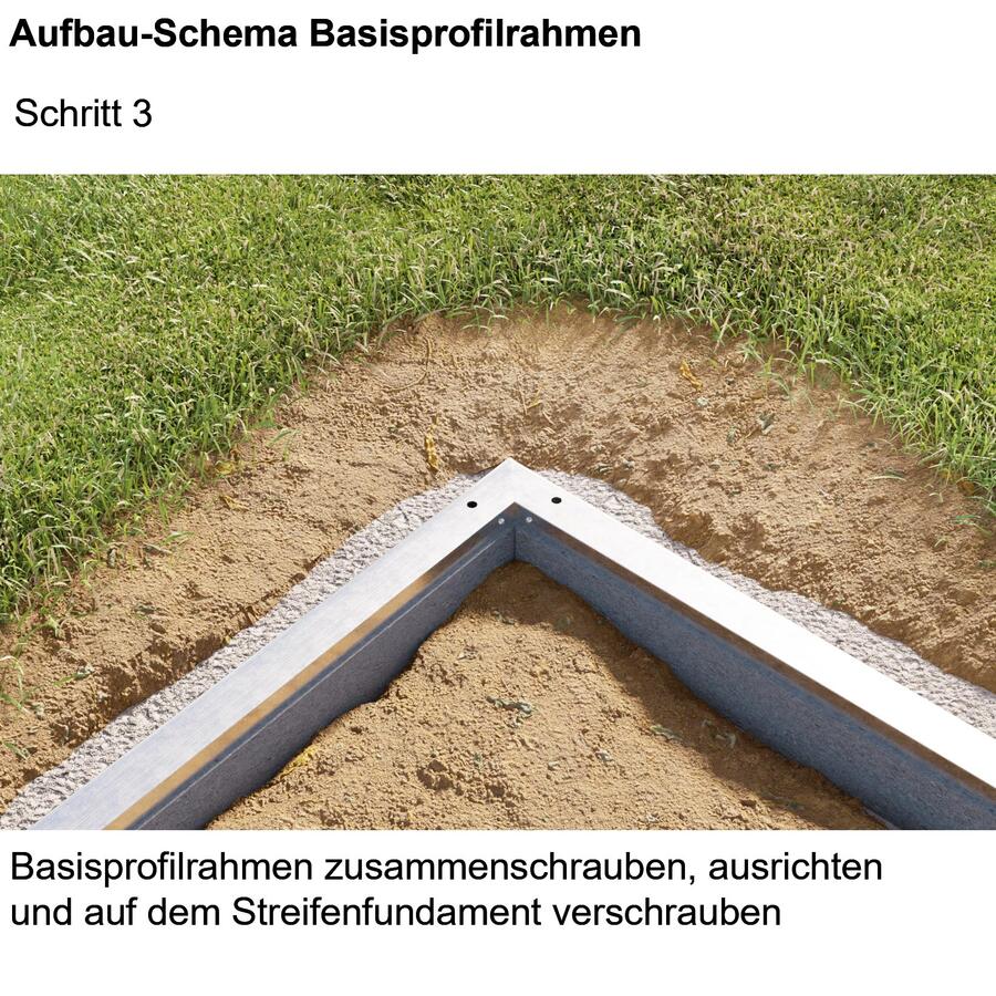 Aluminium-Basisprofil fr Gewchshaus Modell SOLL46 in Alu natur