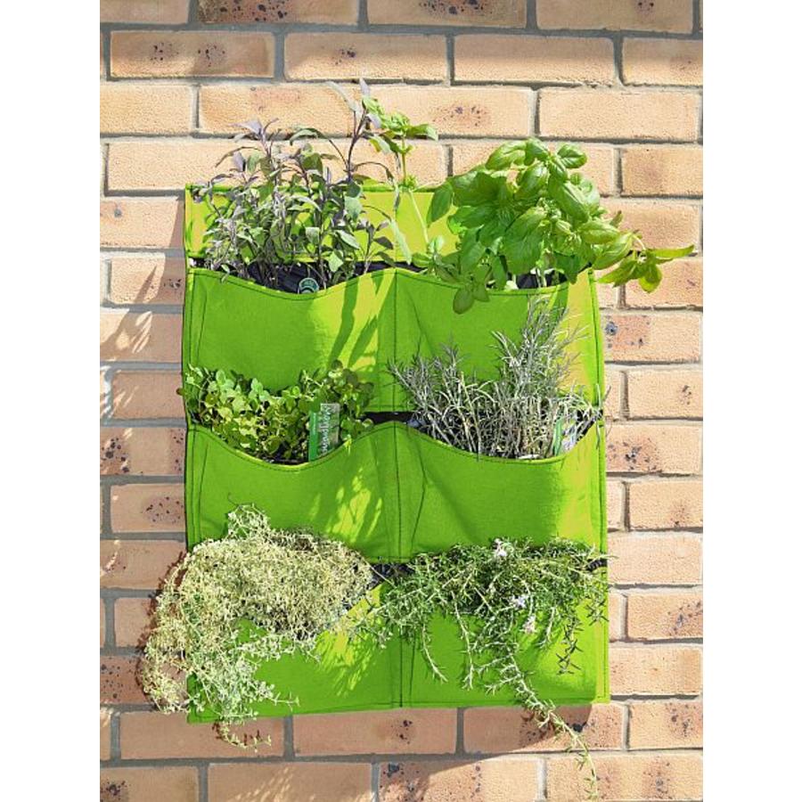 Wandgarten mit 6 Pflanztaschen Limonengrün ...