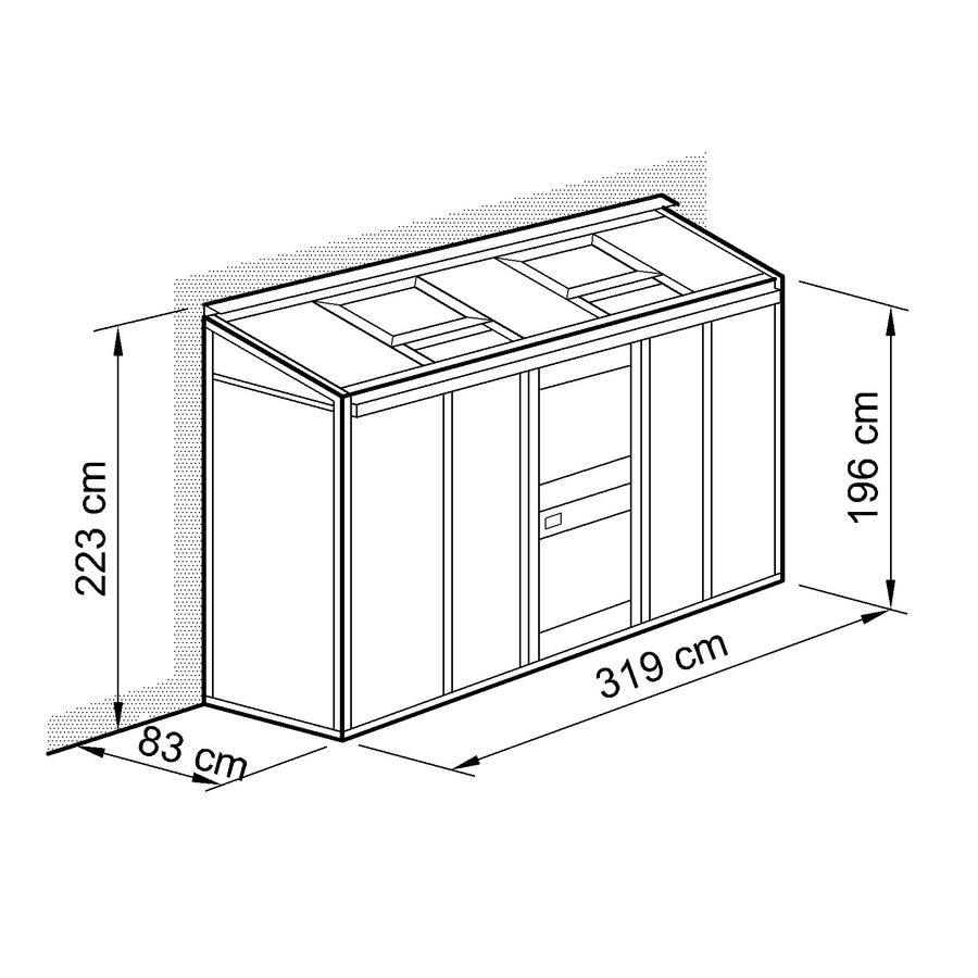 Anlehn- und Balkon-Gewchshaus Typ Allgu Modell BUT3   83 x 319 cm