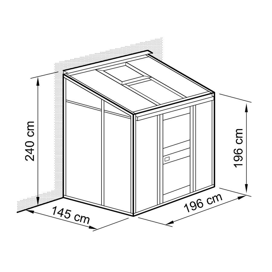 Anlehn- und Balkon-Gewchshaus Typ Allgu Modell BUT5   145 x 196 cm