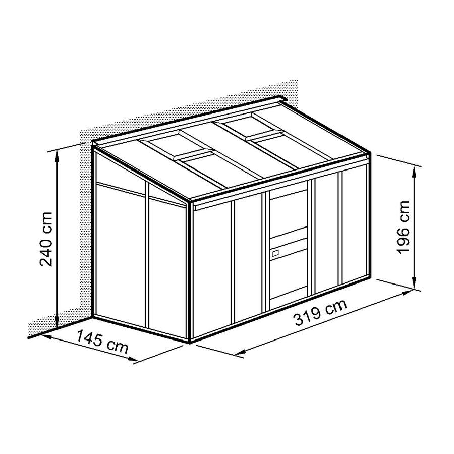 Anlehn- und Balkon-Gewchshaus Typ Allgu Modell BUT7  145 x 319 cm