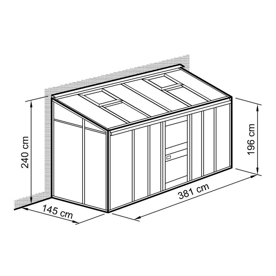 Anlehn- und Balkon-Gewchshaus Typ Allgu Modell BUT8  145 x 381 cm