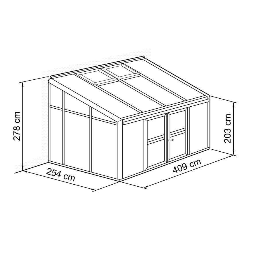 Anlehn- und Balkon-Gewchshaus Typ Allplanta BXL10  254 x 409 cm