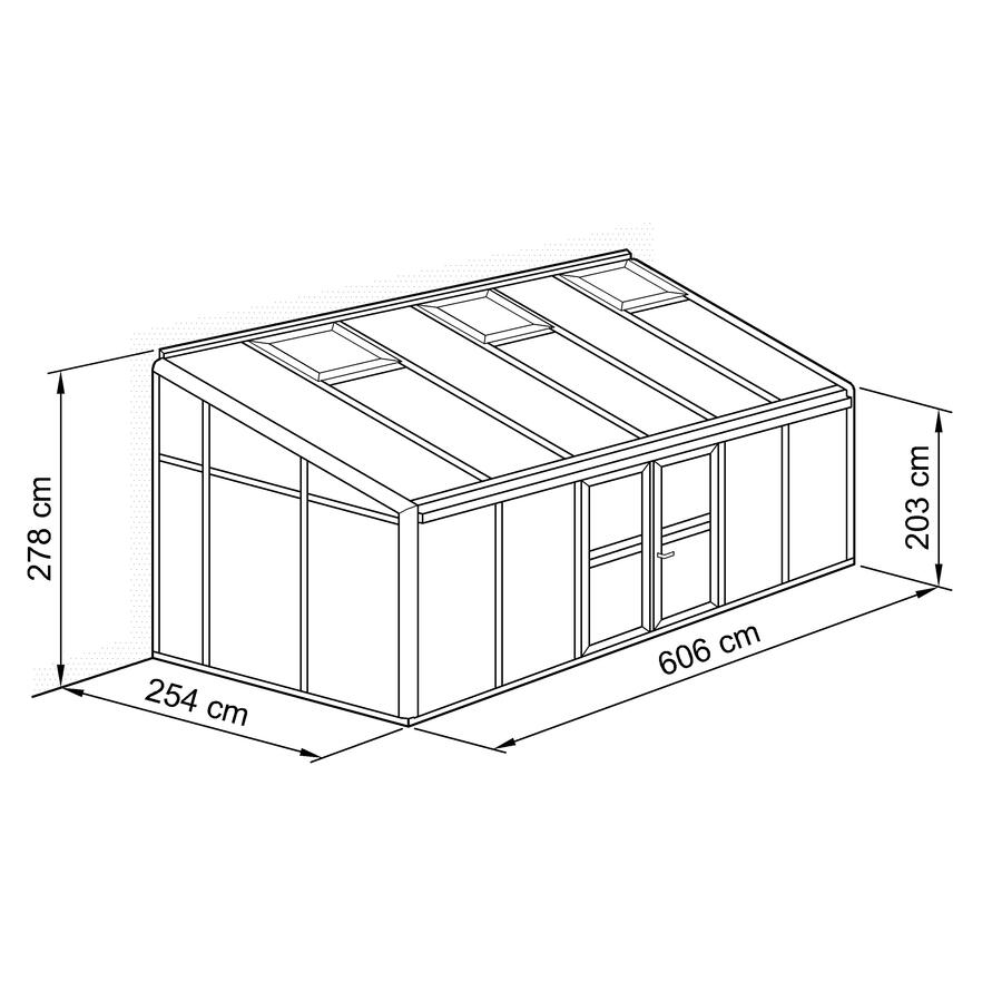 Anlehn- und Balkon-Gewchshaus Typ Allplanta BXL12  254 x 607 cm