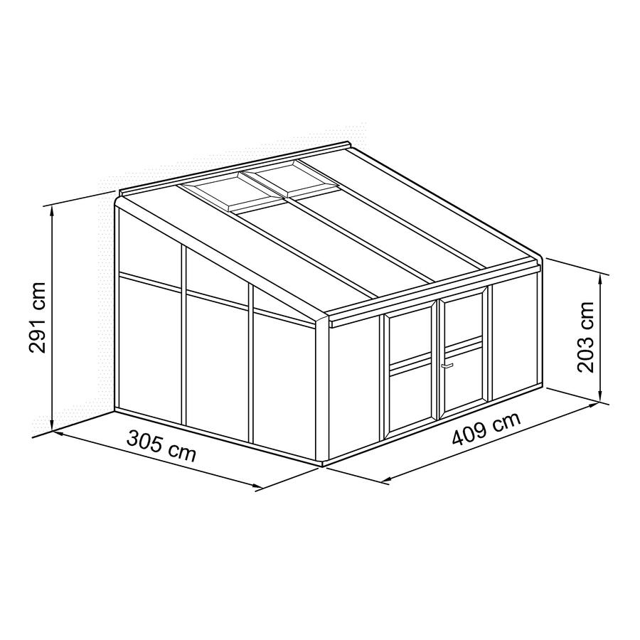 Anlehn- und Balkon-Gewchshaus Typ Allplanta BXL14  305 x 409 cm