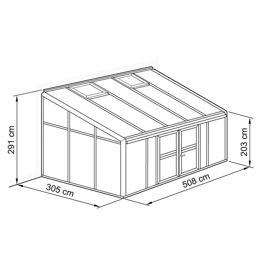 Anlehn- und Balkon-Gewchshaus Typ Allplanta BXL15  305 x 504 cm