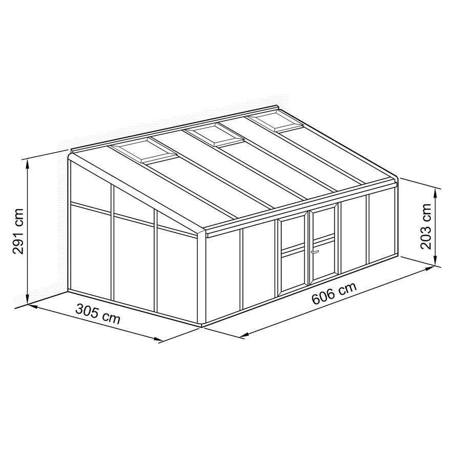 Anlehn- und Balkon-Gewächshaus Typ Allplanta® BXL16  305 x 607 cm Bild 2