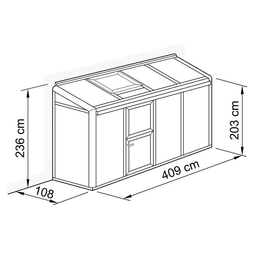 Anlehn- und Balkon-Gewchshaus Typ Allplanta  BXL2  108 x 409 cm