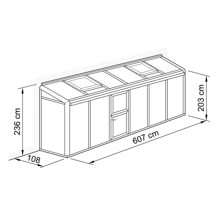 Anlehn- und Balkon-Gewchshaus Typ Allplanta  BXL4  108 x 607 cm