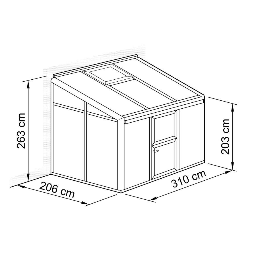 Anlehn- und Balkon-Gewchshaus Typ Allplanta  BXL5  206 x 310 cm