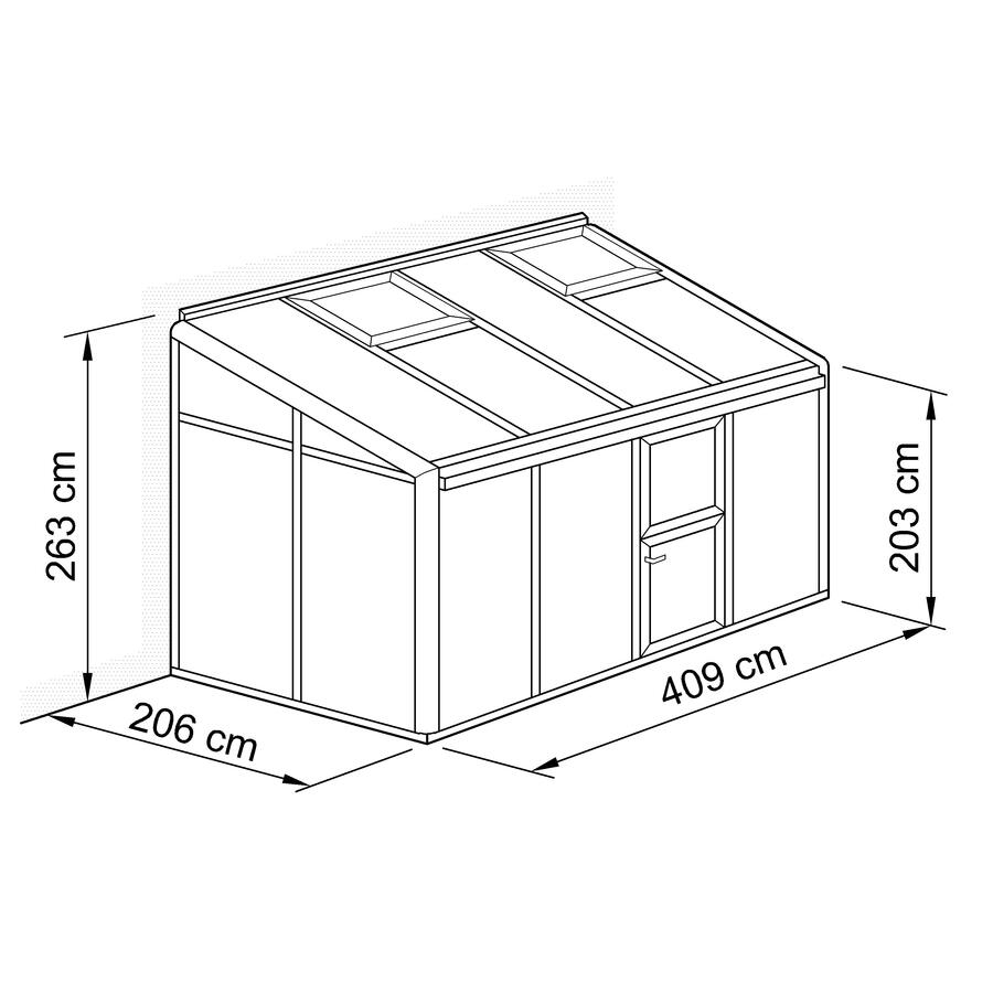 Anlehn- und Balkon-Gewchshaus Typ Allplanta  BXL6  206 x 409 cm