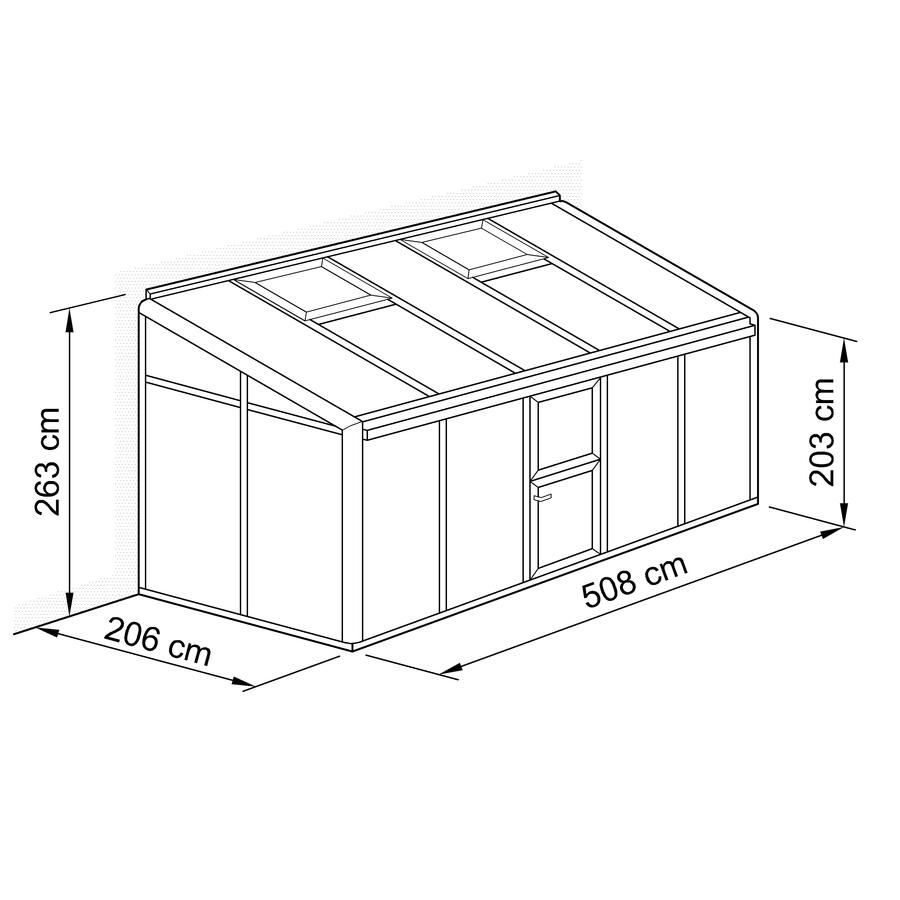 Anlehn- und Balkon-Gewchshaus Typ Allplanta  BXL7  206 x 508 cm