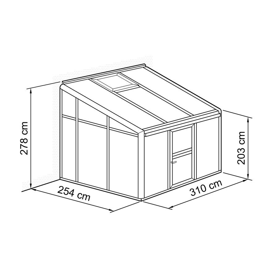 Anlehn- und Balkon-Gewchshaus Typ Allplanta BXL9  254 x 310 cm