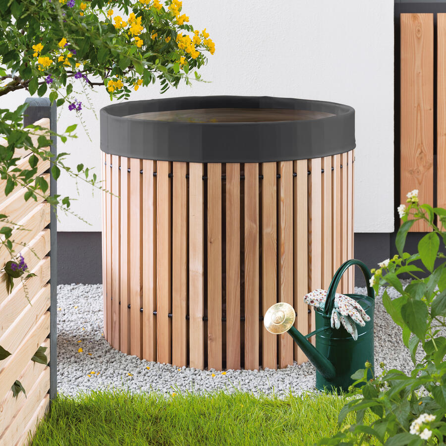 Beckmann-Regenfass 600 Liter aus L�rchenholz mit schwarzer Folie