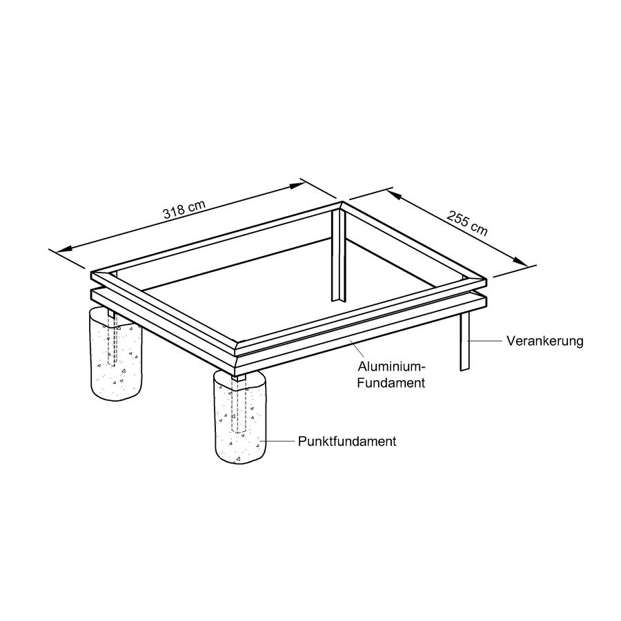 Fundamentrahmen fr Gewchshaus Modell A8