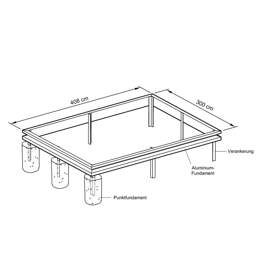 Fundamentrahmen fr Gewchshaus Modell ALP6