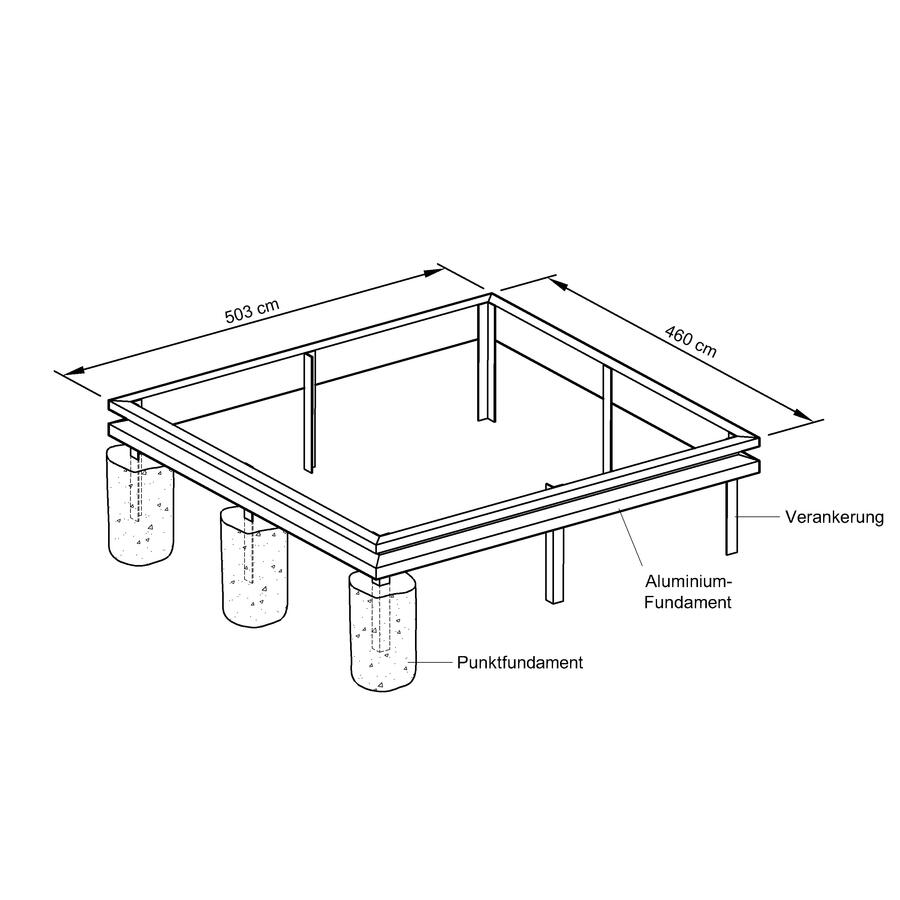 Fundamentrahmen fr Gewchshaus Modell D23