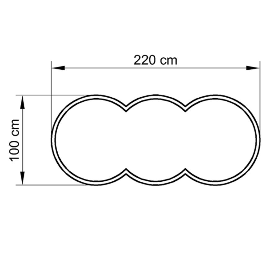Hochteich 220 x 100 cm, Hhe 44 cm