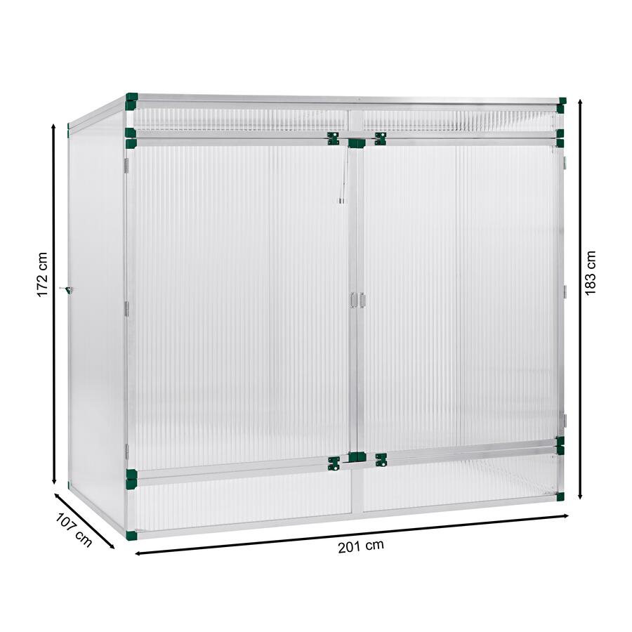 Pflanzenhaus Modell 2 201 x 107 x 183 cm mit 16 mm Stegdreifachplatten