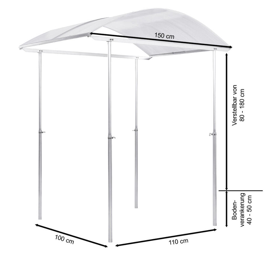 Schutzdach fr Pflanzen Modell 2  Breite 150 cm