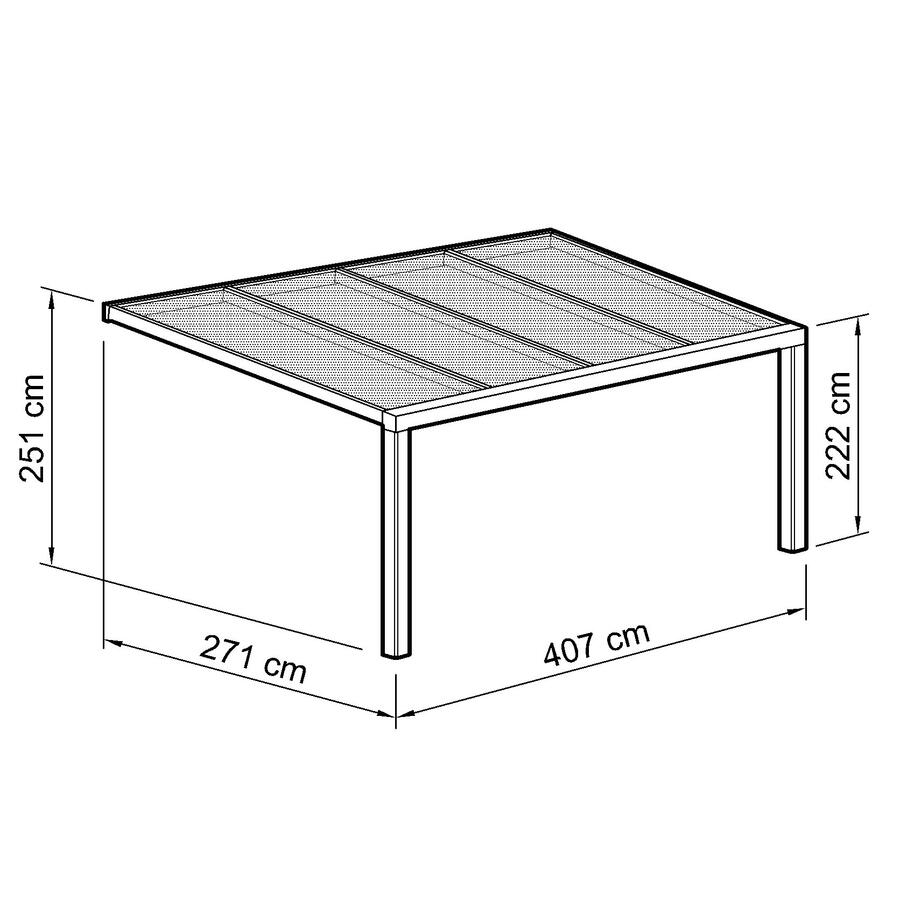 Terrassen-berdachung Exklusiv  Gre 2  Tiefe 271 cm, Lnge 407 cm