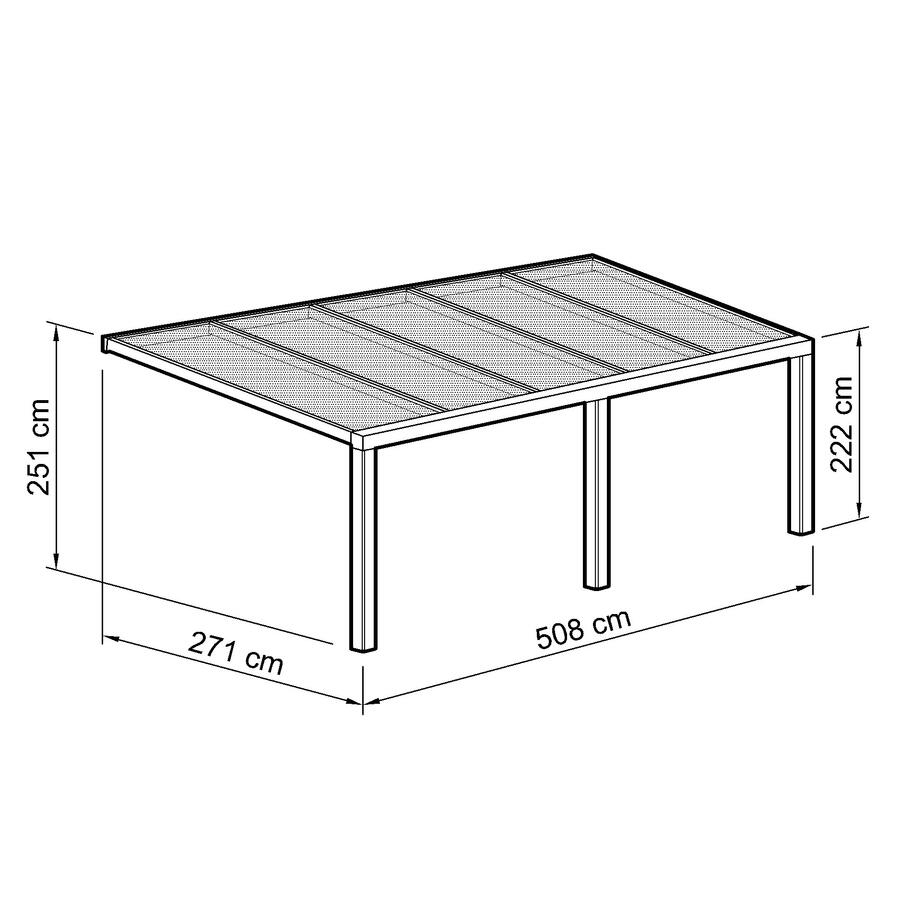 Terrassen-berdachung Exklusiv  Gre 3  Tiefe 271 cm,  Lnge 508 cm