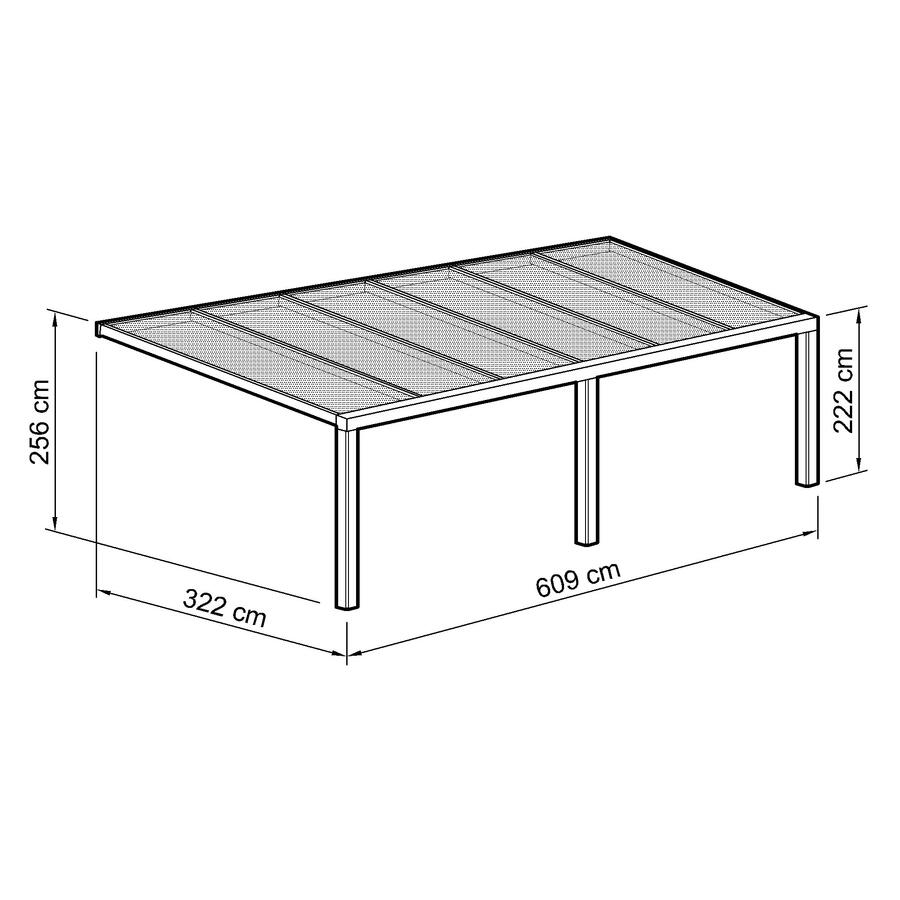 Terrassen-berdachung Exklusiv  Gre 8 Tiefe 322 cm, Lnge 609 cm