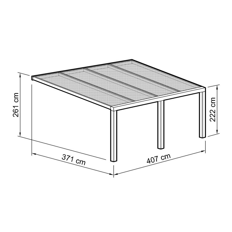 Terrassen-berdachung Exklusiv  Gre 10 Tiefe  371 cm, Lnge 407 cm