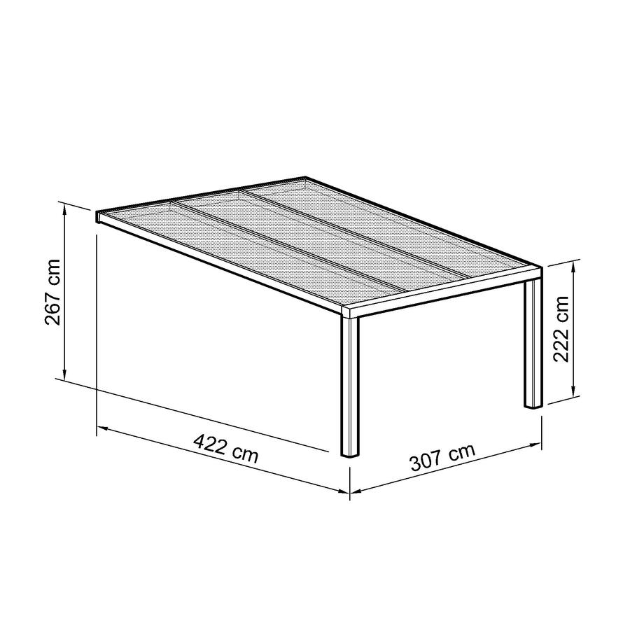 Terrassen-berdachung Exklusiv  Gre 13 Tiefe 422 cm, Lnge 307 cm