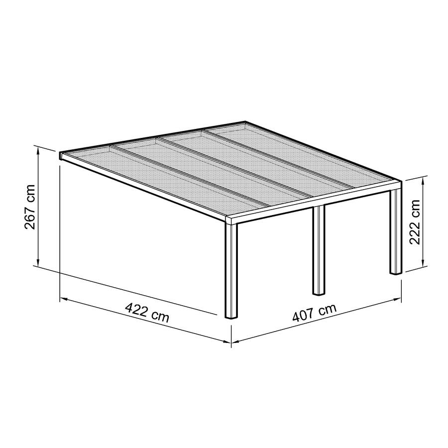Terrassen-berdachung Exklusiv  Gre 14 Tiefe 422 cm, Lnge 407 cm