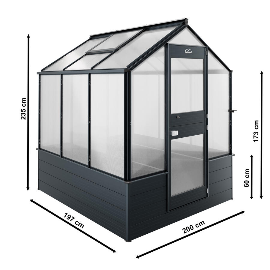 Hochbeet-Gewchshaus Modell UHB4  200 x 197 cm