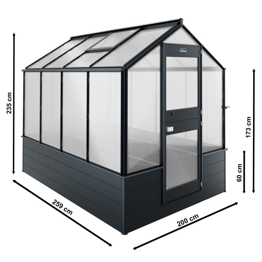 Hochbeet-Gewchshaus Modell UHB5  200 x 259 cm