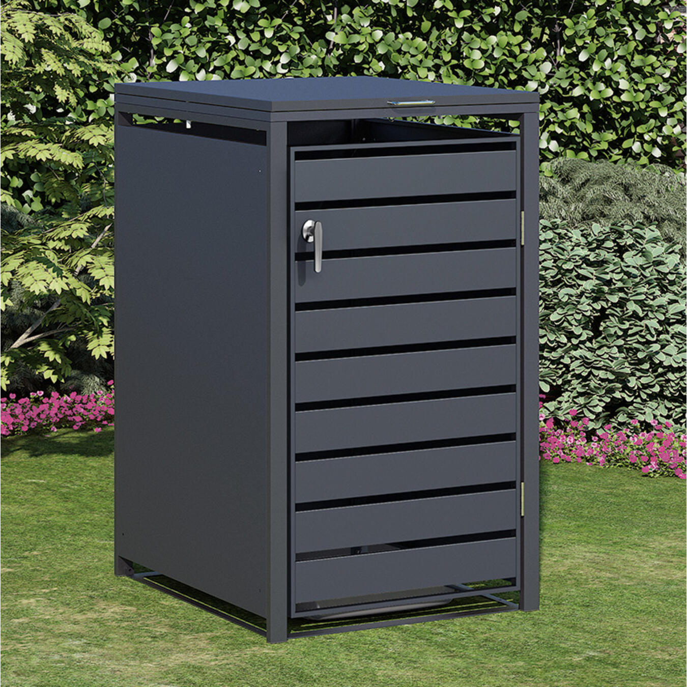 Coffre à Poubelles Extérieur Magnus - Anthracite, Acier Galvanisé, Résistant Aux Intempéries, Neuf