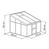 Anlehn- und Balkon-Gewchshaus Typ Allplanta BXL13  305 x 310 cm