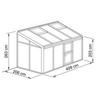 Anlehn- und Balkon-Gewchshaus Typ Allplanta  BXL6  206 x 409 cm