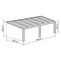 Terrassen-berdachung Exklusiv  Gre 8 Tiefe 322 cm, Lnge 609 cm