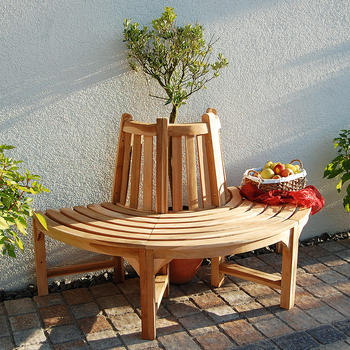 Teakholz-Baumbank Gre 2, halber Kreis