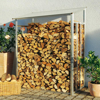 Kaminholz-Lager Gre 1 Aluminium natur 128 x 69 x 162 cm